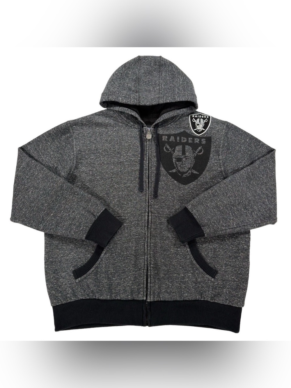 NFL Pro Line Raiders Mens XL Sherpa Lined Full Zip Hoodie Sweatshirt Jacket Gray